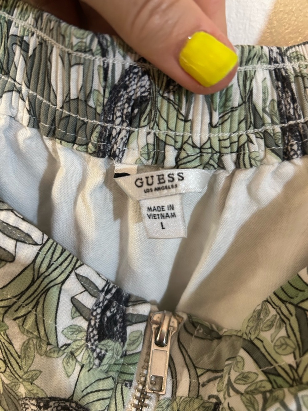 Guess Green Snakes and Botanical Print Sleeveless Jumpsuit with Front Zip - Picture 3 of 6